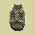 Load image into Gallery viewer, Detail of green and grey chunky knit dog sweater texture - Warm winter pet clothes