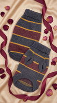 Load image into Gallery viewer, The Chai | Gray & Mustard Striped Turtleneck Dog Sweater
