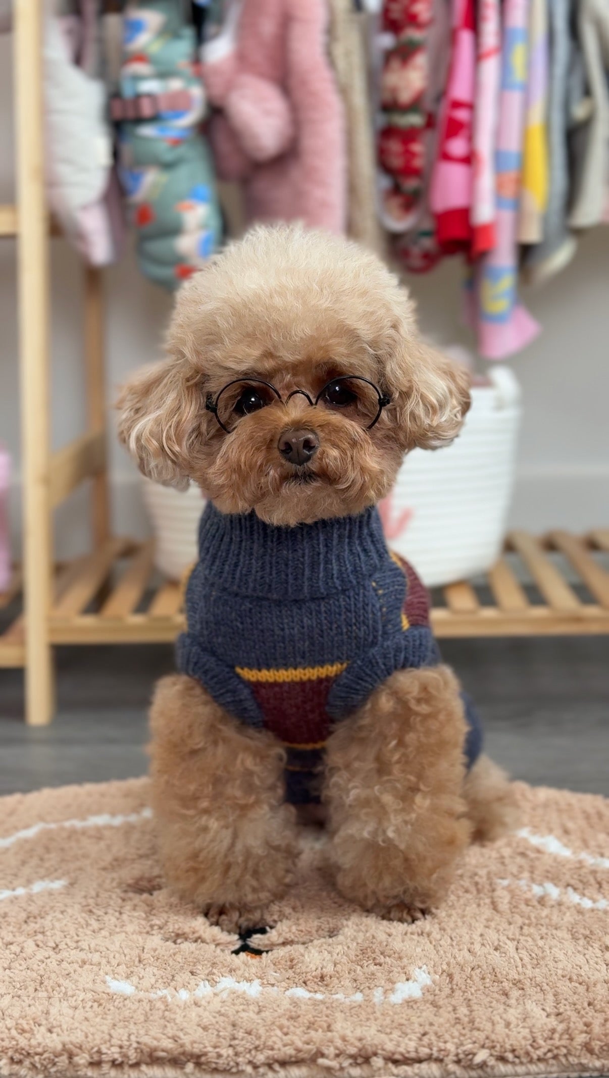 The Chai | Gray & Mustard Striped Turtleneck Dog Sweater